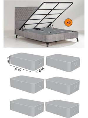 About The Perfect 6 Adet Gri Büyük Boy Baza Altı Saklama Kutusu, 65X45X22 Cm, Şık ve Kullanışlı