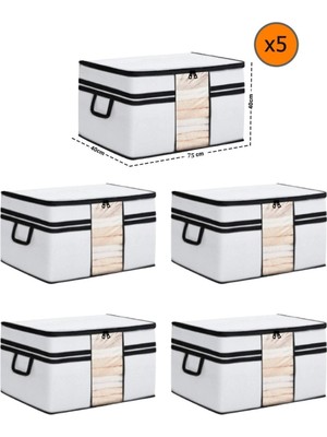 About The Perfect 5 Adet Beyaz Siyah Şeritli Pencereli Yastık Yorgan, Hurcu 75X40X40 cm