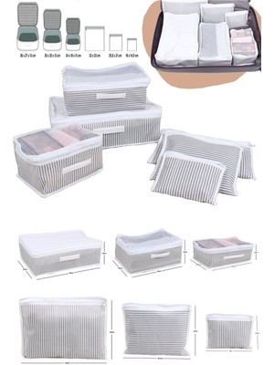 About The Perfect Gri Çizgili 6'lı Seyahat Organizeri, Hafif ve Düzenli Seyahat Için Ideal.