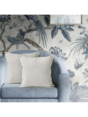 Iki Adet Kadife Dokulu Açık Krem Kırlent Kılıfı Seti