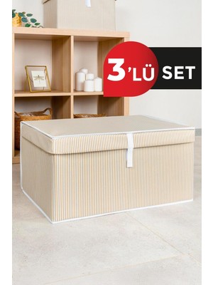 About The Perfect Kahverengi Çok Amaçlı 3'lü Kutu 60X40X30 Cm, Pratik ve Şık Depolama Çözümü