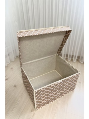 About The Perfect Krem Zincir Desenli Çok Amaçlı Saklama Kutusu 40X50X30