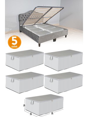 About The Perfect 5 Adet Antrasit Çizgili Büyük Boy Hurç, Baza Altı ve Çekyat Tipi 65X45X22 cm