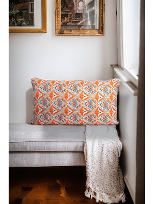 Renkli Büyük Boy Sırt Kırlent Kılıfı, Turuncu, Mavi, Beyaz, Şık ve Rahat Tasarım