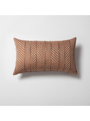 Turuncu Keten Desenli Balıksırtı Kırlent 30X50 Iç Yastık Dahil