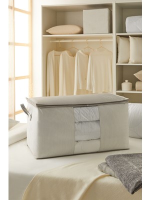 About The Perfect Şık Gri Çizgili Yastık Yorgan Kazak Hurcu 75X40X40, Konfor ve Estetiğin Buluşması