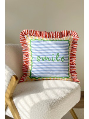 Çizgili, Fırfırlı, Vintage, Country, Iskan Scandinavian, Bohem 50X50 Dekoratif Yastık