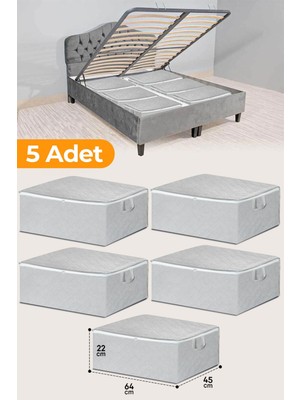About The Perfect 5'li Gri Baza Altı Saklama Hurcu 64X45X22 Cm, Pratik ve Kullanışlı Depolama Çözümü