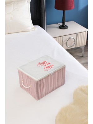 About The Perfect Mini Boy Baskı Detaylı Pembe Çizgili Hurç 30X22X18 Cm, Şık ve Kullanışlı!