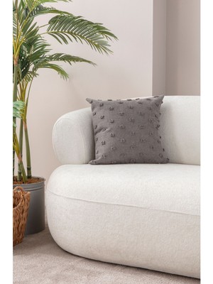 Gri Mor Puantiye Keten Kırlent Kılıfı 43X43, Şık ve Rahat Dekorasyon Için Ideal Seçim