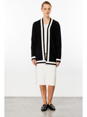 Ribanalı Örme Hırka-Siyah