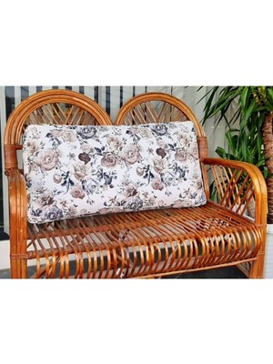 Çiçekli Sütlü Kahve Sırt Minderi ve Kırlent Kılıfı