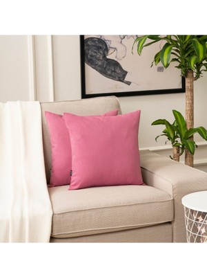 Pembe Tekli Keten Kırlent Kılıfı, Dekoratif ve Şık Ev Aksesuarı