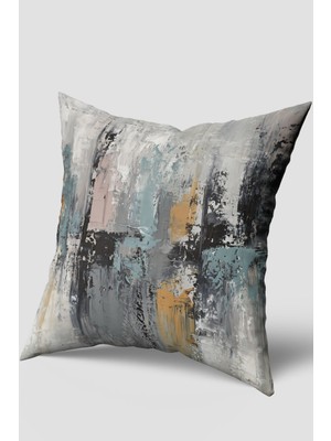 Gri Soyut Desenli Kırlent Kılıfı, Modern ve Şık Dekorasyon Için Ideal