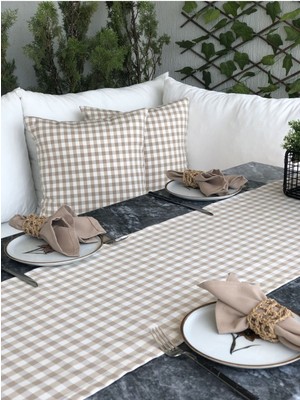 Keten Pötikareli Bej Kırlent Kılıfı, Şık ve Doğal Dekorasyon Için Ideal Seçim