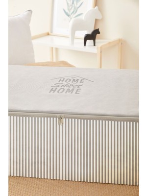 About The Perfect 3'lü Gri Çizgili Hurç Seti, Baza Altı Organizer, Çeyiz Tela, Modern Tasarım