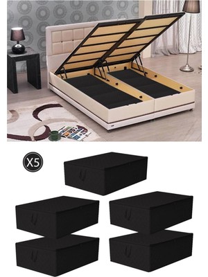 About The Perfect Baza Altı Büyük Boy Saklama Hurcu, Siyah, 64X45X22 Cm, 5'li Set