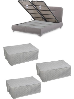 About The Perfect 3'lü Kapitone Desenli Çekyat Baza Altı Hurç, 60X40X22, Beyaz