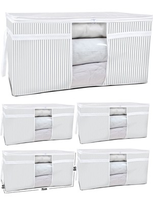 About The Perfect 5'li Pencereli Yorgan Hurcu Mega Boy 75X40X40 cm Gri Çizgili Set