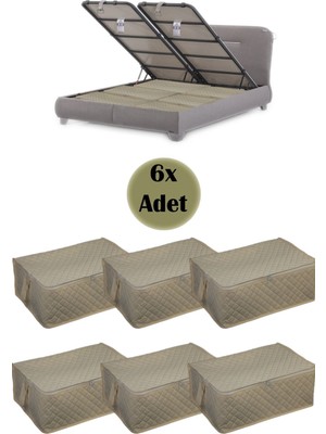 About The Perfect 6 Adet Kapitoneli Baza Altı Hurç, 60X40X22, Krem Renkli Set