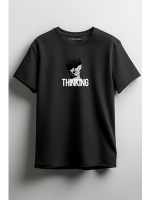 Merch&ice Thinking Burn Baskılı Unisex T-Shirt Siyah