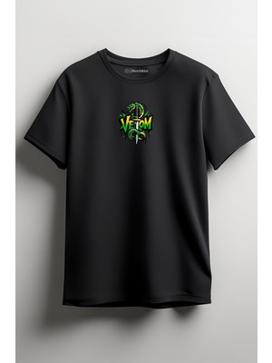 Merch&ice Venom Zehirli Yılan Baskılı Unisex T-Shirt Siyah