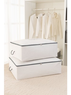 About The Perfect 2'li Baza Altı Yastık ve Yorgan Takımı, Beyaz-Gri Baskılı, Konforlu ve Şık Tasarım