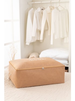 About The Perfect 64X46X22 Büyük Boy Yatak Altı Yastık Yorgan Kılıfı Seti, Bej Renk