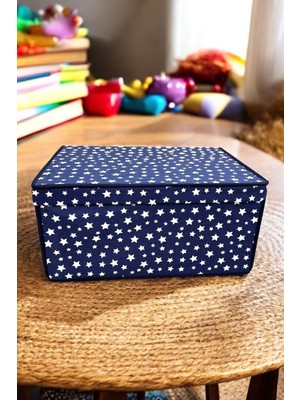 About The Perfect Lacivert Yıldız Desenli Çok Amaçlı Saklama Kutusu Seti 40X60X30