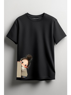 Merch&ice Minik Kız Baskılı Unisex T-Shirt Siyah