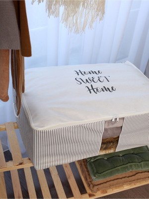 About The Perfect Yıkanabilir Pamuklu Gri Yazılı Düzenleyici Hurç 22X46X62CM