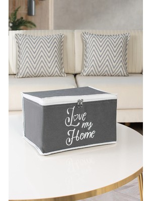 About The Perfect Şık Antrasit Renkli Baskılı Mini Hurç 30X22X18 cm