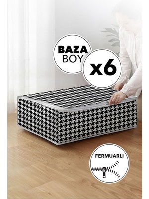 About The Perfect 6'lı Kaz Ayağı Desenli Hurçlar, Büyük Boy, Siyah, Şık ve Dayanıklı Set