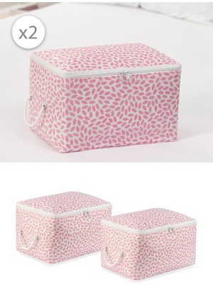 About The Perfect Yaprak Desenli 2'li Küçük Boy Düzenleyici Set, Valiz, Bohça, Hurç ve Çorap Organizasyonu