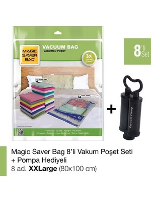 About The Perfect 8’li Xxl Vakum Poşet Seti + Pompa Hediye, Şeffaf ve Kullanışlı