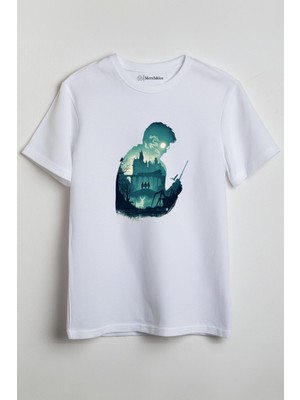 Merch&ice Asa Manzaralı Harrypotter Baskılı Unisex T-Shirt Beyaz
