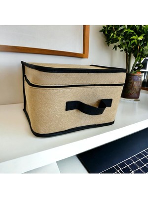 About The Perfect Bej Renkli Küçük Boy Dolap Üstü Keçe Hurç, Şık ve Kullanışlı Depolama Çözümü