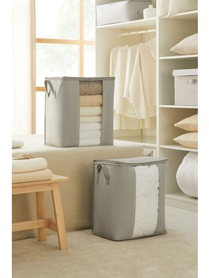 About The Perfect 2'li Gri Balıksırtı Yastık ve Yorgan Seti 45X30X50