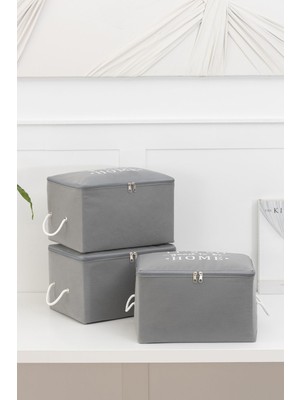 About The Perfect 3'lü Gri Küçük Boy Baza Altı ve Valiz Düzenleyici Hurç, 30X22X18 cm