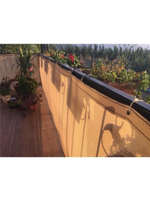 100 x 1000 1X10 Krem Balkon Demiri-Korkuluğu Örtüsü Balkon File Gölgelik Krem File