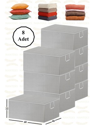 About The Perfect Büyük Boy Çizgili Hurç 60X40X22, 8'li Set, Şık ve Kullanışlı Depolama Çözümü