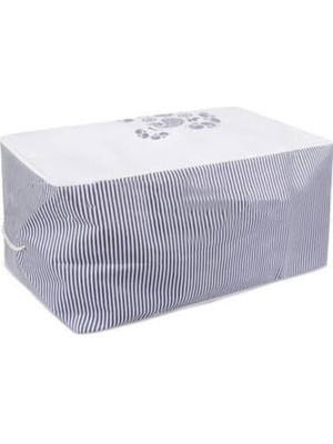 About The Perfect Büyük Mavi Çizgili Kulplu Dayanıklı Yıkanabilir Ev ve Taşıma Hurcu