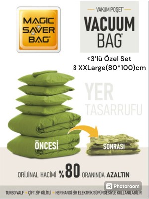 About The Perfect Yeşil Vakumlu Hurç ve Gardırop Düzenleyici Seti 3'lü Xxl