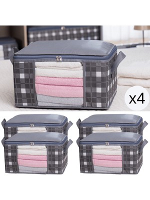 About The Perfect 4'lü Ekose Desenli Pencere Tasarımlı Baza Altı Düzenleyici, 40X30X20CM