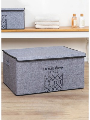 About The Perfect Gri Keçe Kapaklı Çok Amaçlı Mega Plus Kutu Hurç 57X41X31 cm