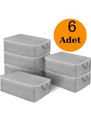 About The Perfect 6 Adet Büyük Boy Gri Çok Amaçlı Yatak Baza Altı Hurç 64X45X22 cm