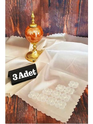 About The Perfect Şık 3'lü Saten Bohça Seti, Dantelli Krem Renkli Nişan Bohçası