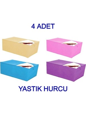 About The Perfect 4'lü Orta Boy Çok Amaçlı Yastık ve Hurç Seti 65X38X24 cm