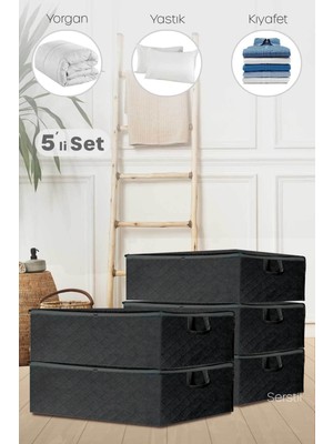 About The Perfect 5'li Siyah Baza Altı ve Çekyat Tipi Hurç, 64X45X22 cm (5 Adet)