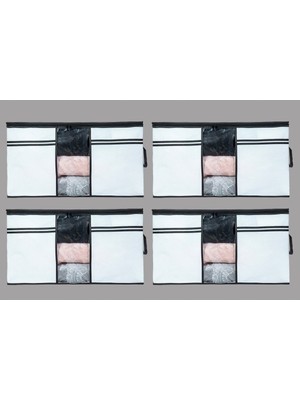 About The Perfect 4'lü Pencereli Yastık-Yorgan Hurcu Seti 75X40X40 Cm, Beyaz ve Siyah Renklerde